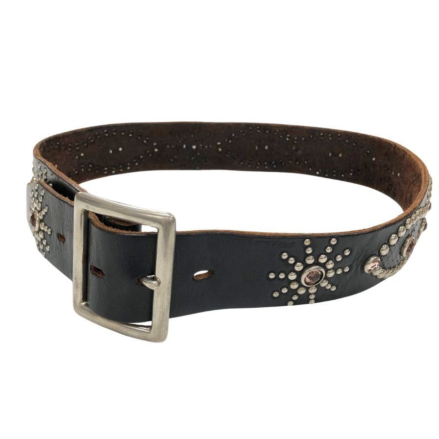エイチティーシー ベルト スタッズ ストーン付き レザー ブラック メンズ HTC【AFI4】