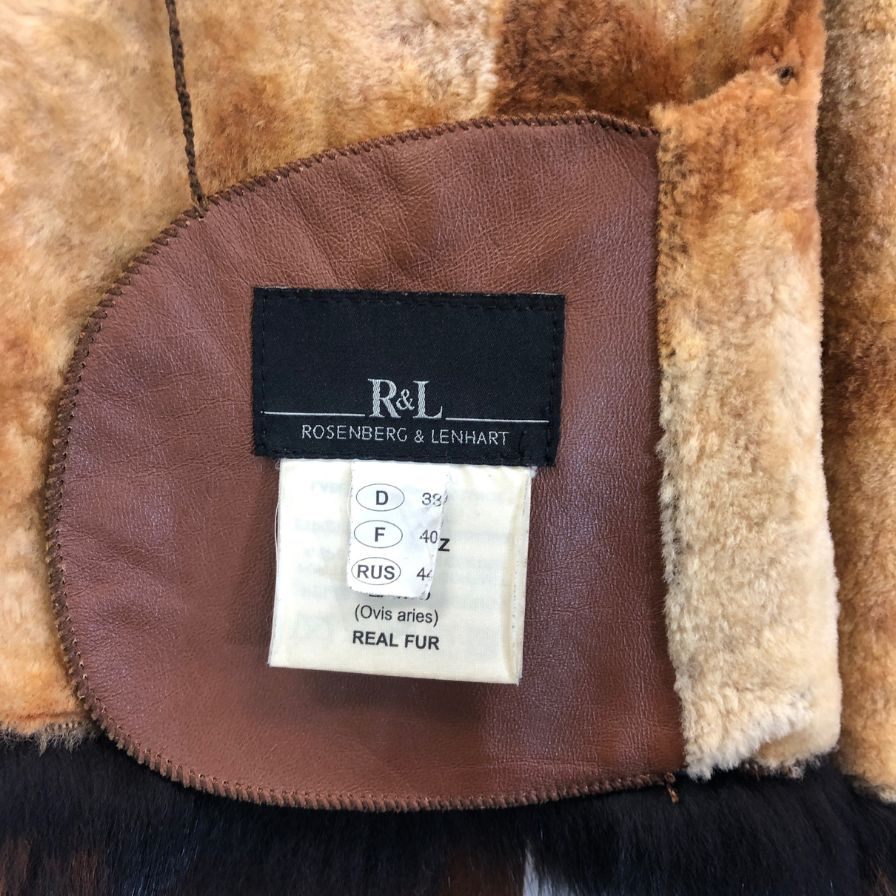 美品◆ローゼンバーグ&レンハート ムートンジャケット ラムスキン ブルーフォックスファー レディース サイズ38 ROSENBERG&LENHART 【AFA10】