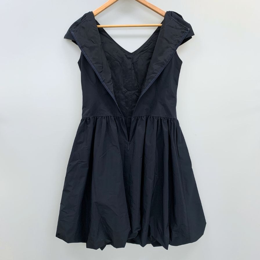 極美品◆ルネ 肩リボン バルーン 膝丈 ネイビー ワンピース サイズ38 6216310 Rene 【AFB7】