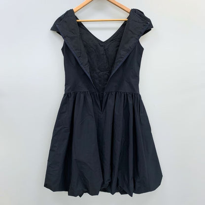 極美品◆ルネ 肩リボン バルーン 膝丈 ネイビー ワンピース サイズ38 6216310 Rene 【AFB7】