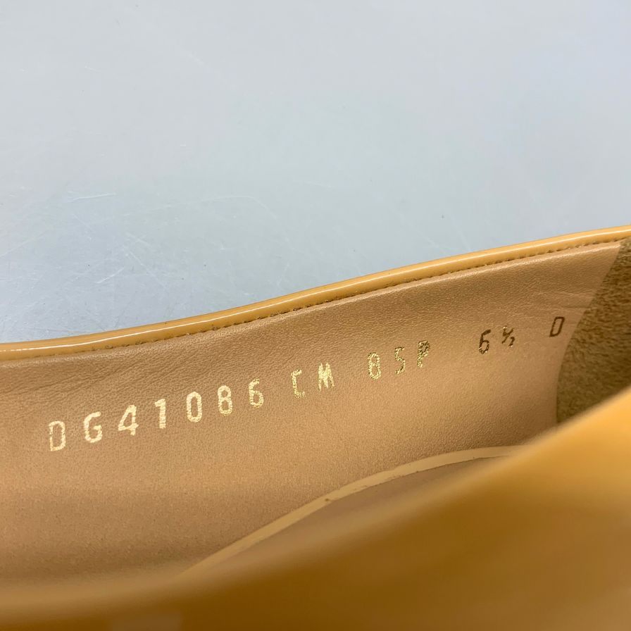 サルヴァトーレ フェラガモ パンプス ヒール ヴァラリボン エナメル レディース サイズ6.5 イエロー系 Salvatore Ferragamo 約25.0cm【AFD3】
