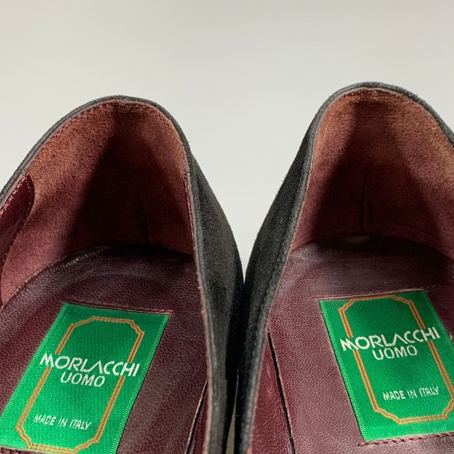 モラッキー ウォモ スウェ―ド スリッポン 刺繍 メンズ ブラック サイズ 40 moralacchi uomo 約25.0cm【AFC9】