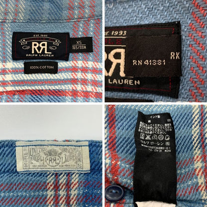 中古◆ダブルアールエル ラルフローレン 長袖シャツ チェック ブルー系 メンズ サイズXS RRL RALPH LAUREN 【AFB27】