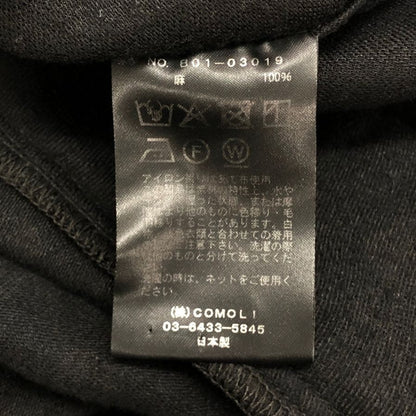コモリ 25SS リネン サテン ドローストリングパンツ ブラック メンズ サイズ2 B01-03019 COMOLI 【AFB39】