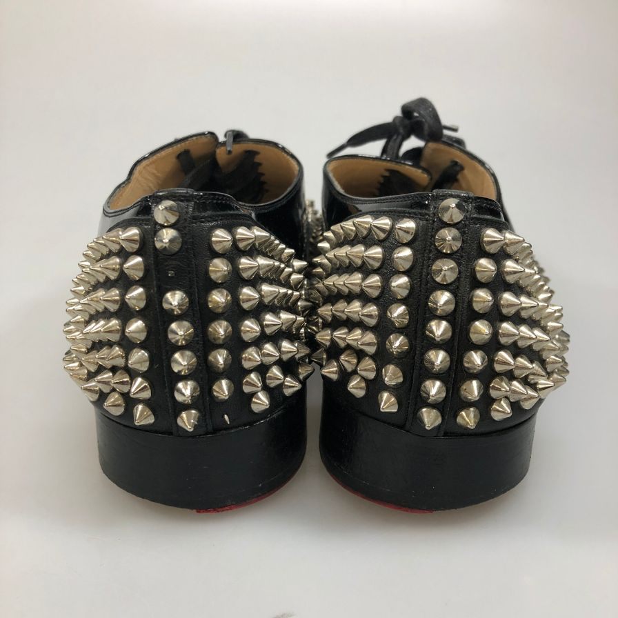 クリスチャン ルブタン スタッズ パテント レースアップシューズ メンズ サイズ不明 ブラック Christian Louboutin 約不明cm【AFC40】