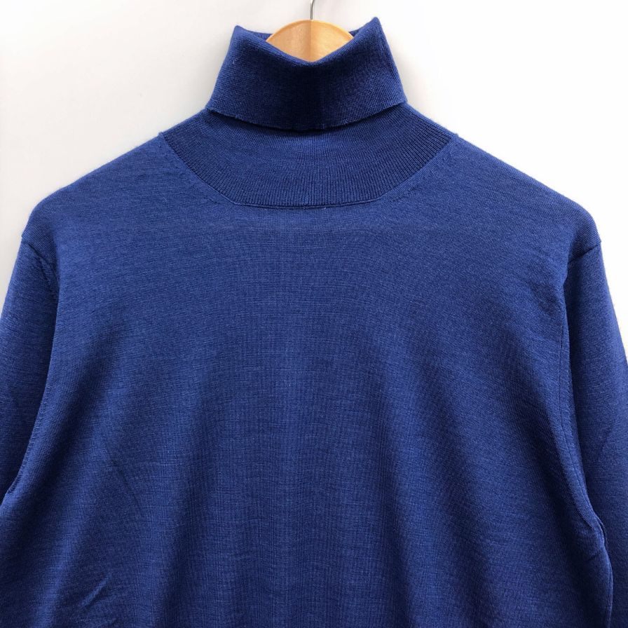 新品同様◆ロベルトコリーナ ニット タートルネック カシミヤ混 ブルー サイズ48 メンズ roberto collina 【AFB9】