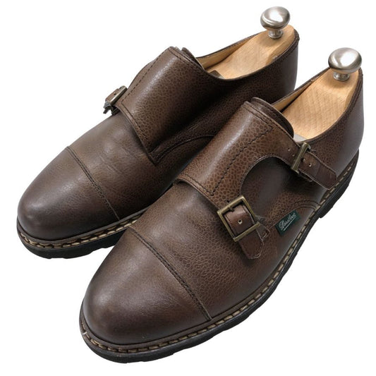 パラブーツ ウィリアム ダブルモンク グレインレザー コニャック メンズ サイズ7 Paraboot ビジネスシューズ 約25.5cm【LA】【中古】