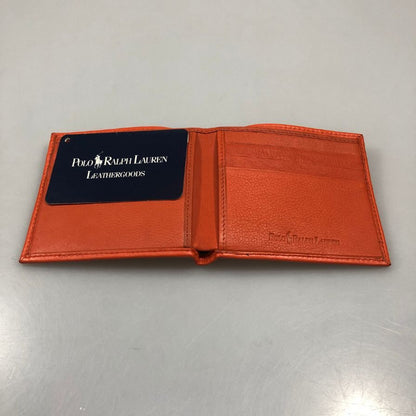 ポロ ラルフローレン レザー 二つ折り 財布 ロゴエンボス オレンジ POLO RALPH LAUREN【AFI10】