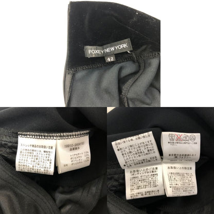 美品◆フォクシーニューヨーク ワンピース ベロア 切替 ハイネック ロング 18910 ブラック レディース サイズ42 FOXEY NEWYORK 【AFB28】
