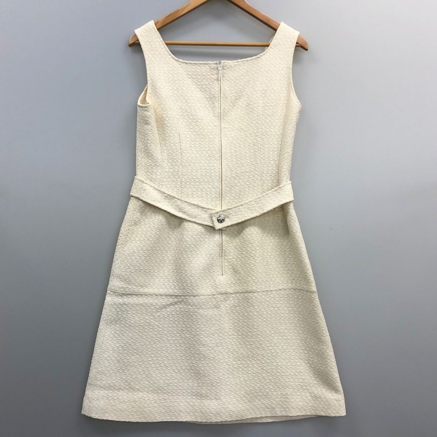 中古◆ルネ ワンピース ノースリーブ ツイード メタルボタン アイボリー レディース サイズ38 6426580 Rene TISSUE 【AFB3】