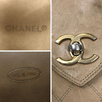 シャネル ワンショルダーバッグ ターンロック ゴールド金具 ベージュ 0番台 レディース CHANEL【AFE1】