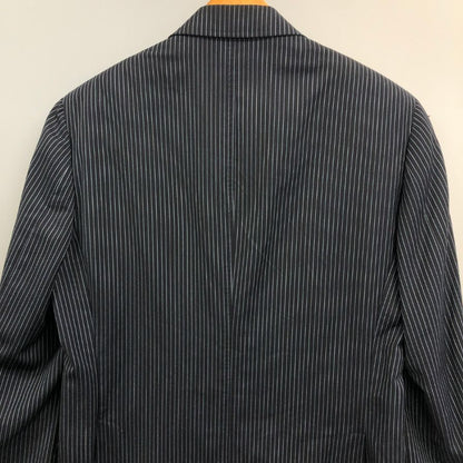 美品◆エトロ 3つボタン 3Bジャケット ストライプ柄 裏地パープル メンズ サイズ48 ネイビー ETRO 【AFA18】