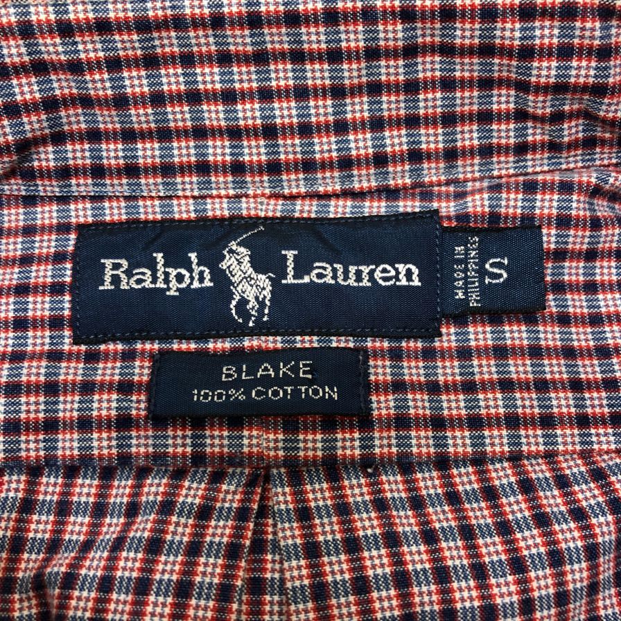 美品◆ラルフローレン ボタンダウンシャツ 90 オールド BLAKE チェック ボルドー系 メンズ サイズS Ralph Lauren 【AFB40】