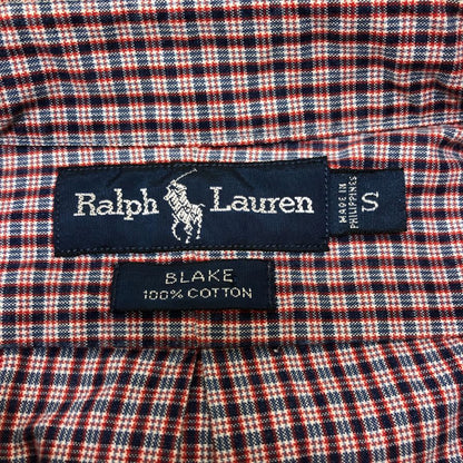 美品◆ラルフローレン ボタンダウンシャツ 90 オールド BLAKE チェック ボルドー系 メンズ サイズS Ralph Lauren 【AFB40】