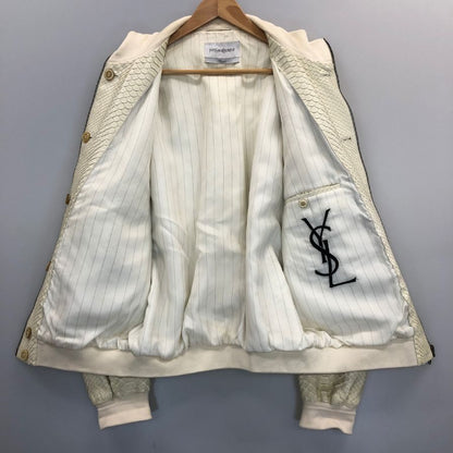 中古◆イヴサンローラン パイソン ボンバーレザーブルゾン メンズ サイズ50 ホワイト YVES SAINT LAURENT 【AFA15】