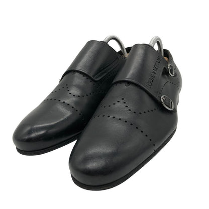 ルイ ヴィトン レザーシューズ ダブルモンク ST1110 カーフ メダリオン メンズ ブラック サイズUK5.5 LOUIS VUITTON 約24.5cm【PTM】