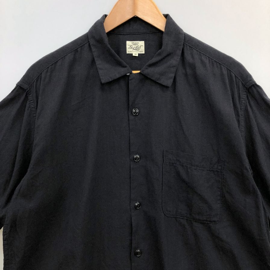 中古◆ゴールド バットダイ シャンブレー ベタシャン オープン シャツ ブラック サイズM GOLD VAT DYE CHAMBRAY OPEN SHIRT 【AFB25】