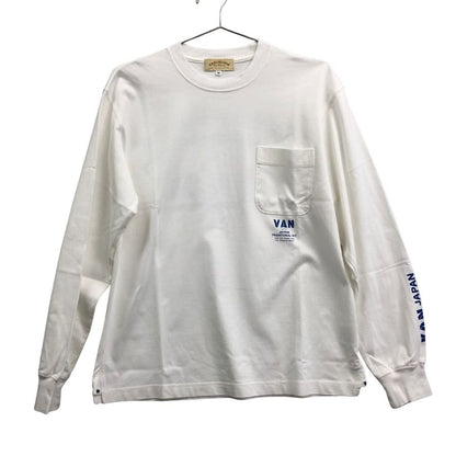極美品◆ヴァンヂャケット ロングスリーブTシャツ バックロゴ ホワイト×ネイビー サイズM VAN 【AFB29】