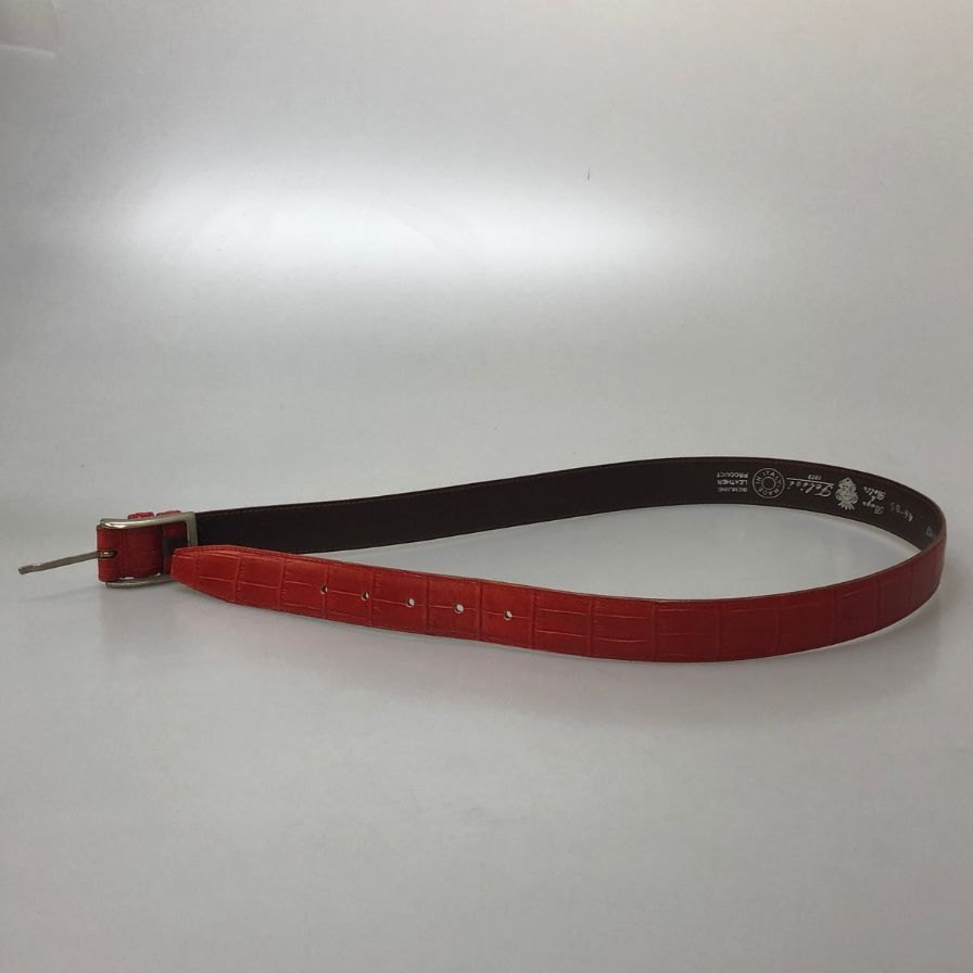 フェリージ レザーベルト クロコ型押し レッド系 メンズ サイズ85 Felisi【AFI4】
