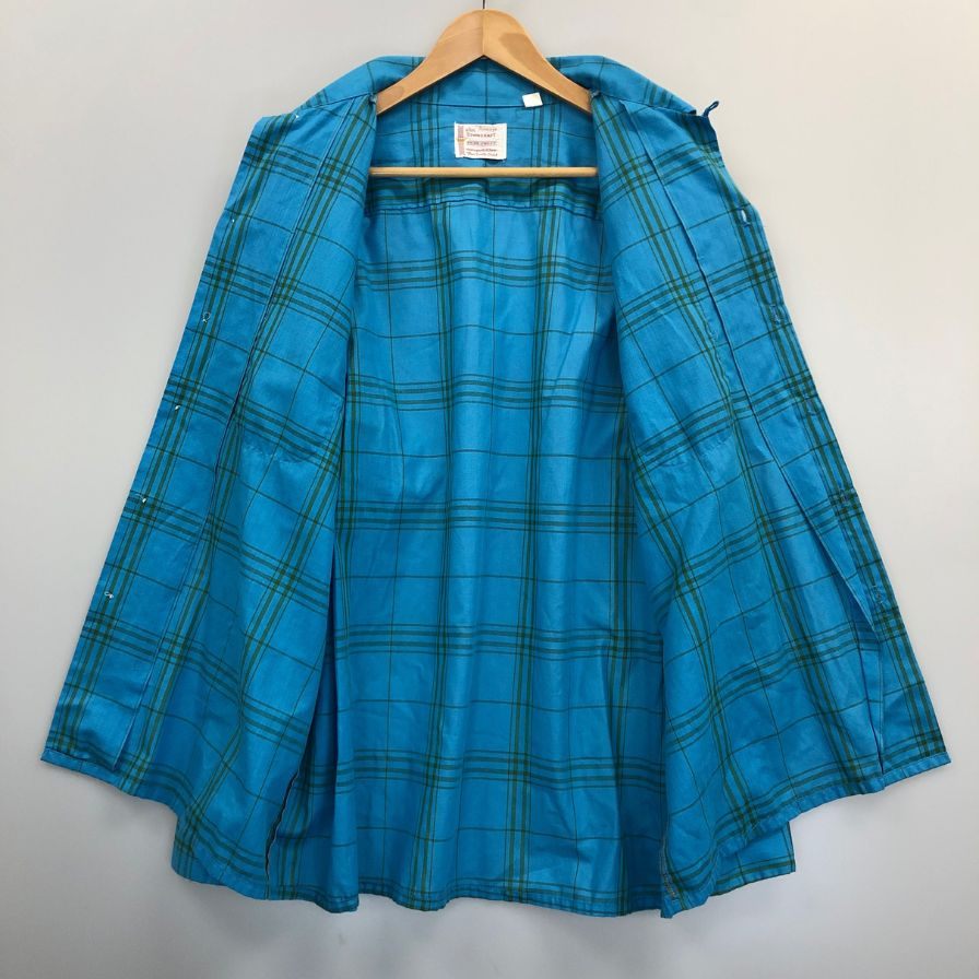 極美品◆タウンクラフト 70S チェックシャツ PENN-PRESTタグ ブルー メンズ サイズL TOWNCRAFT 【AFB19】