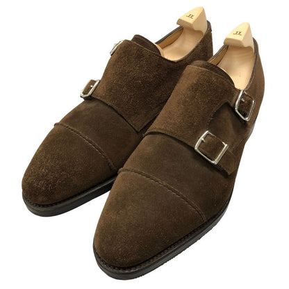 ジョンロブ ダブルモンク ウィリアム スエード ダークブラウン UK6.5E メンズ JOHN LOBB WILLIAM スエードシューズ 約25.5cm【LA】【中古】