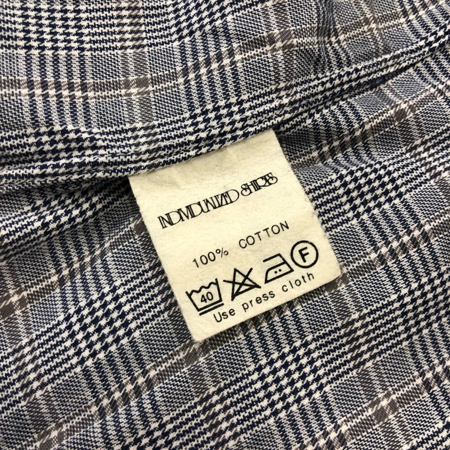 美品◆インディビジュアライズドシャツ 長袖シャツ ボタンダウン チェック グレー メンズ サイズ15-32 INDIVIDUALIZED SHIRTS 【AFB51】