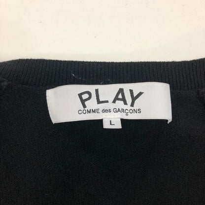 極美品◆プレイ コムデギャルソン カーディガン ウール クルーネック ハートロゴ ブラック サイズL AX-N007 PLAY COMME des GARCONS 【AFB14】