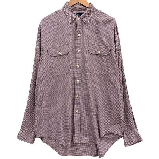 美品◆ポロ バイ ラルフローレン ワークシャツ ダブルポケット チェック メンズ サイズL POLO BY RALPH LAUREN 【AFB10】