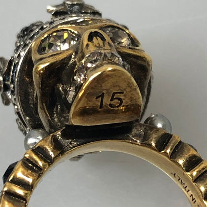 アレキサンダーマックイーン リング スカル デザイン ラインストーン ゴールド 15号 Alexander McQueen【AFI27】