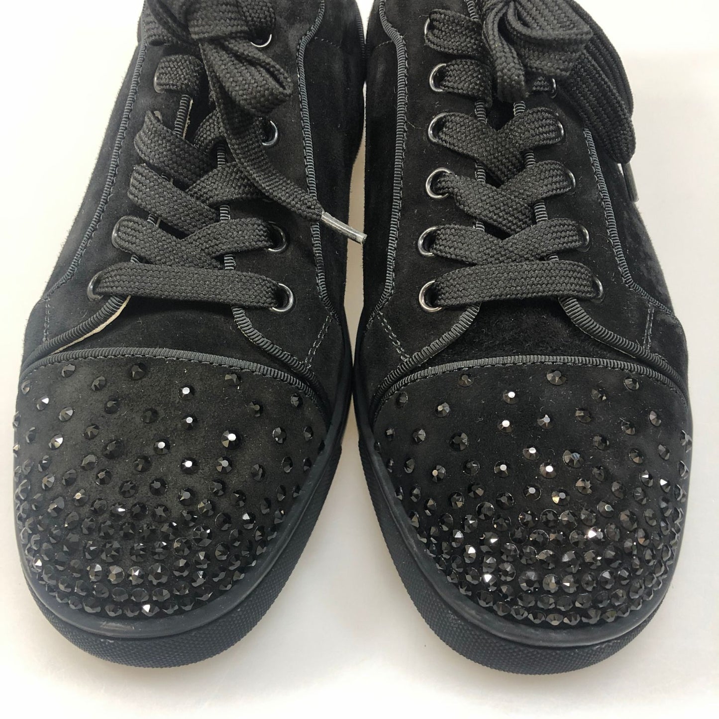 クリスチャンルブタン スニーカー べロア ラインストーン スタッズ メンズ ブラック サイズ40  Christian Louboutin 約25.0cm【AFD40】