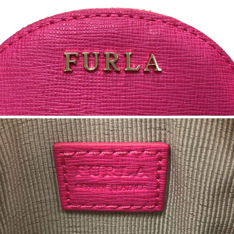 フルラ コインケース ポーチ キーホルダー レザー ピンク FURLA