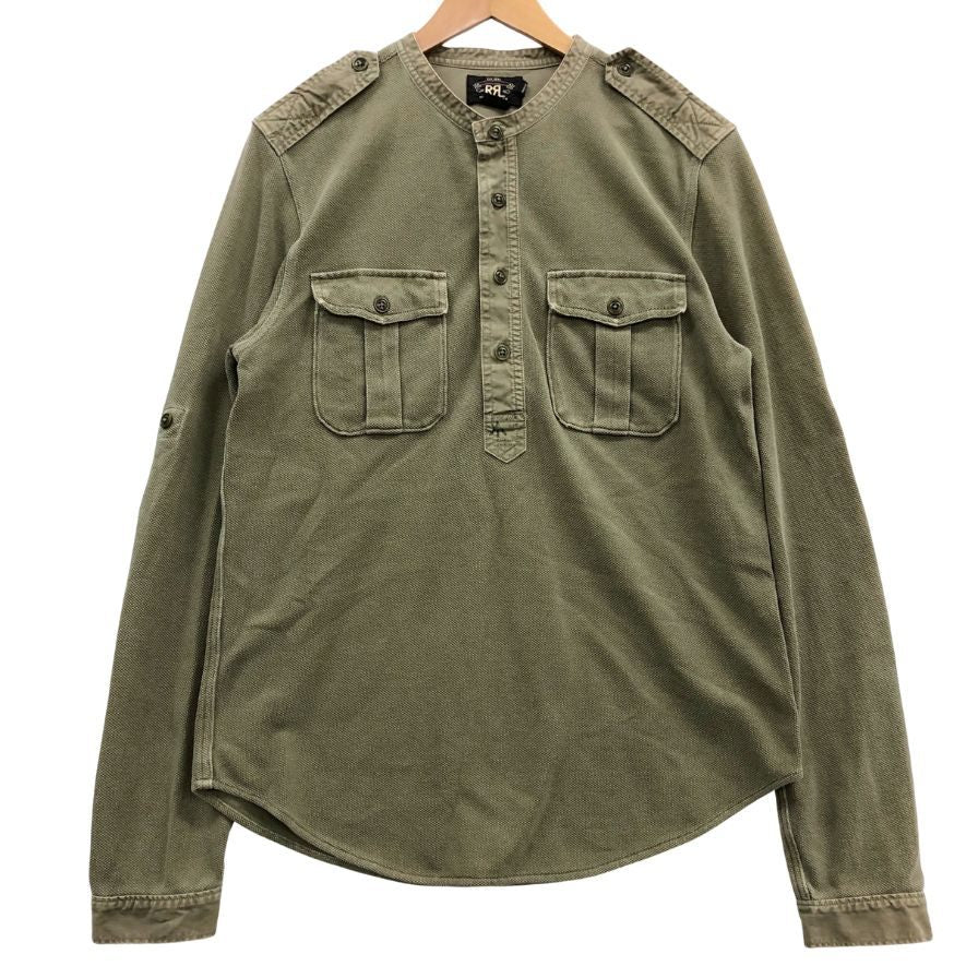 ダブルアールエル ヘンリーネックシャツ サーマル 1つ星タグ カーキ メンズ サイズS RRL RALPH LAUREN【LA】