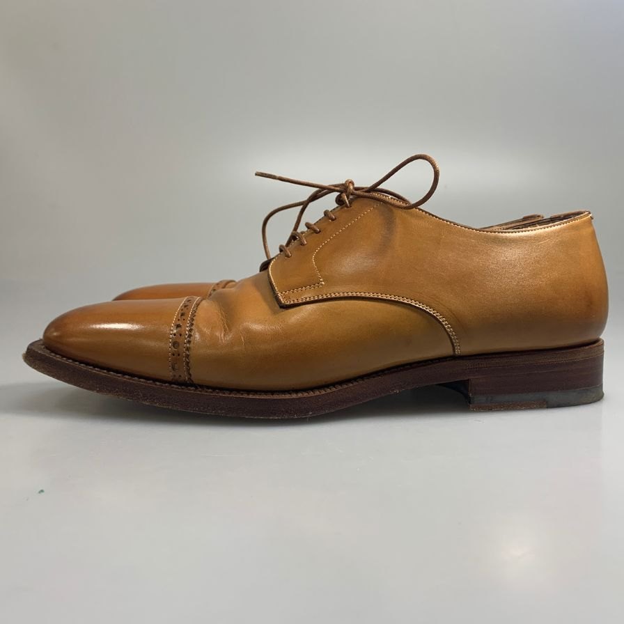 サントーニ レザーシューズ 5401 パンチドキャップ トゥ ブラウン系 サイズ7 メンズ SANTONI 約26.0cm【AFD12】