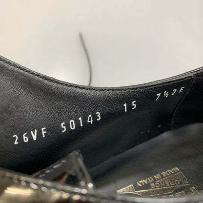 サルバトーレフェラガモ  レザーシューズ プレーントゥ エナメル ブラック サイズ 7.5EE SalvatoreFerragamo 約25.5cm【AFC42】