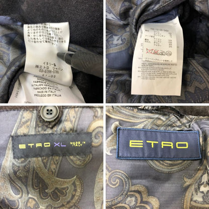 美品◆エトロ ペイズリー柄 ダウン フーディーベスト ネイビー ブラック サイズXL ETRO 【AFA17】
