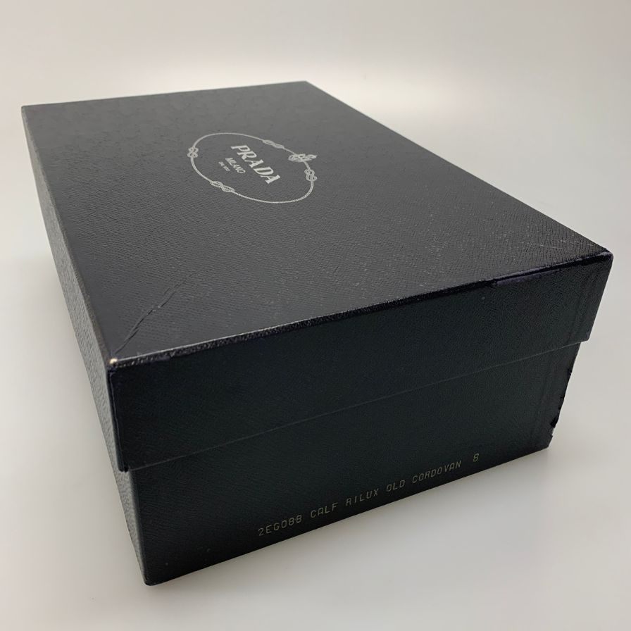 プラダ レザーシューズ Vチップ チロリアンシューズ メンズ バーガンディ サイズ8 PRADA 約26.5cm【AFD9-2】