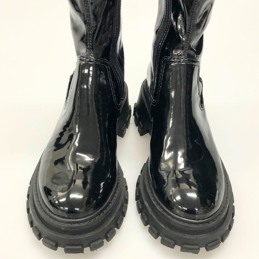 シュッツ ブーツ サイドジップ エナメル ブラック レディース サイズ37 SCHUTZ 約23.5cm【AFD9-2】