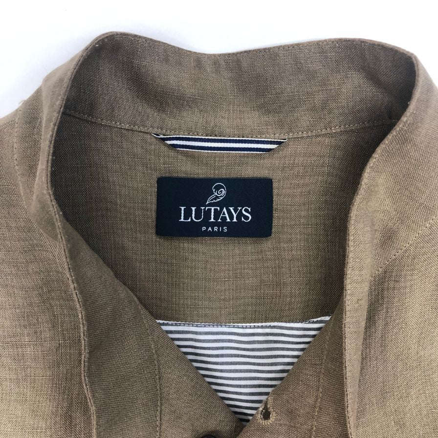 リュテス ベスト リネン コットン 裏地ボーダー柄 メンズ ベージュ サイズ48 LUTAYS【LA】