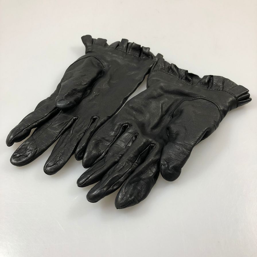クロエ レザーグローブ  レース風 レディース ブラック サイズS相当  Chloe【AFI13】【中古】