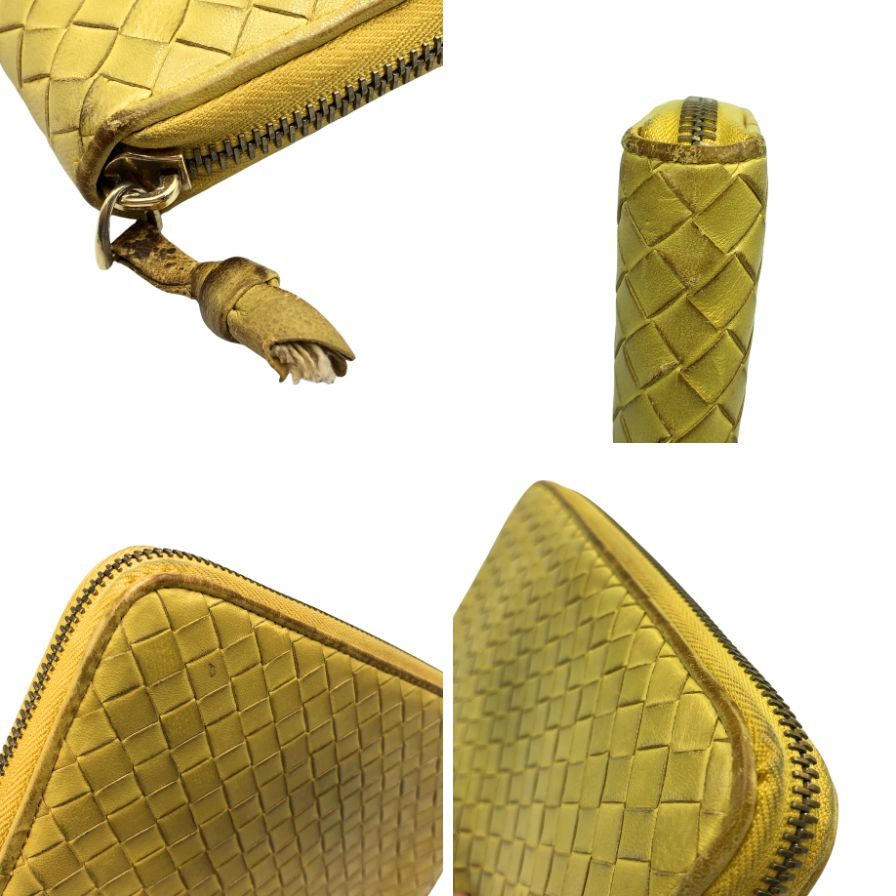 ボッテガヴェネタ イントレチャート 財布 ラウンドファスナー イエロー Bottega Veneta【AFI13】