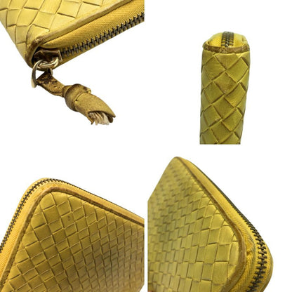 ボッテガヴェネタ イントレチャート 財布 ラウンドファスナー イエロー Bottega Veneta【AFI13】