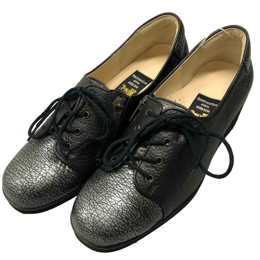 新宿屋 レースアップシューズ 3313 レザー シルバーシャーク ブラック レディース サイズ21.5 shinjukuya 約21.5cm【7-10】