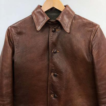 美品◆フリーホイーラーズ レザーコート ホースハイド 馬革 ブレーキマンコート ブラウン レディース サイズ34 FREEWHEELERS BRAKEMAN COAT 【AFG1】