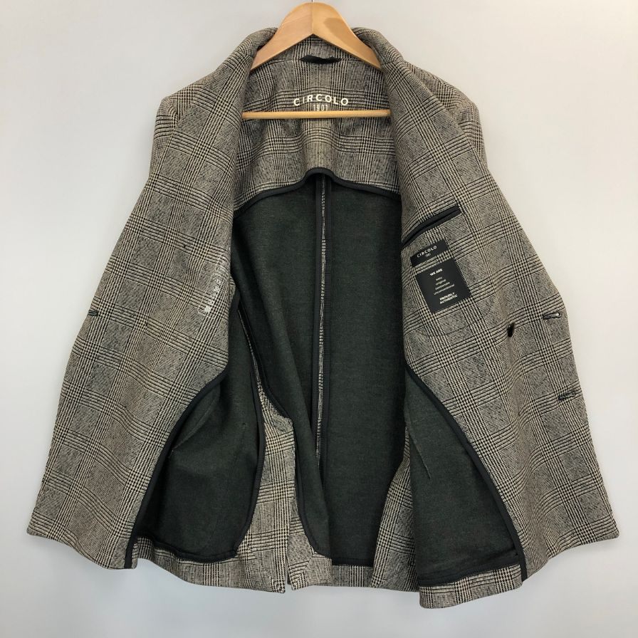 美品◆チルコロ テーラードジャケット 1901 ダブル グレンチェック グレー系 メンズ サイズ 46 CIRCOLO 1901 【AFB30】