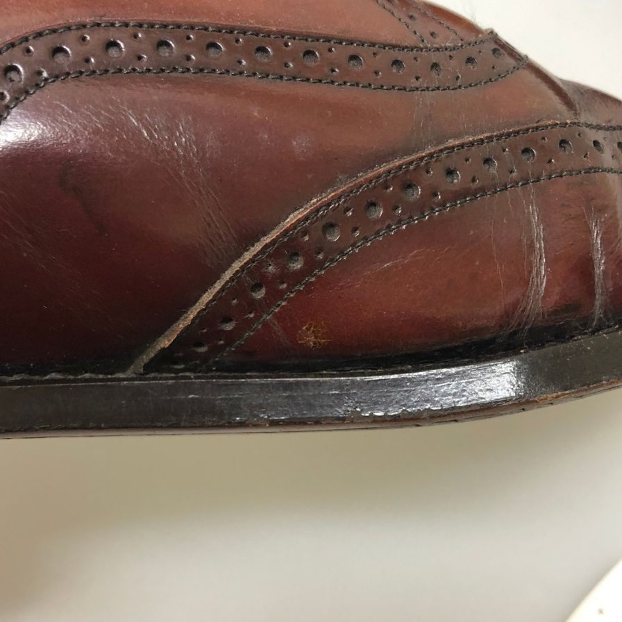 フローシャイム レザーシューズ フルブローグ ガラスレザー バーガンディ メンズ サイズ9 FLORSHEIM 約27.0cm【AFC9】