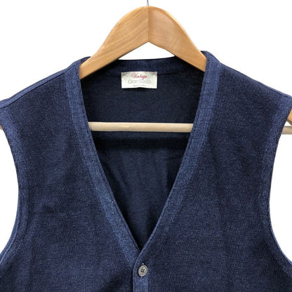 美品◆グランサッソ ヴィンテージ ベスト メンズ ネイビー サイズ48 Gran Sasso vintage 【AFB14】