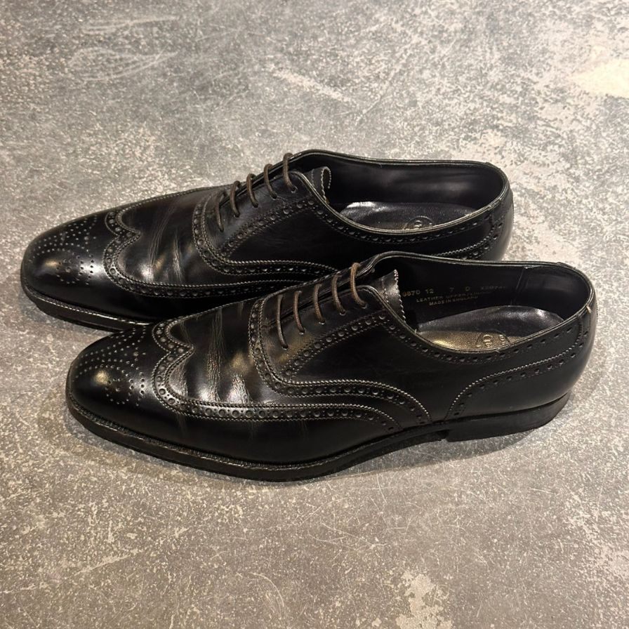 クロケット&ジョーンズ フルブローグ ブラック カーフ サイズUK7D CROCKETT&JONES ビジネスシューズ 約25.5cm【LA】【中古】