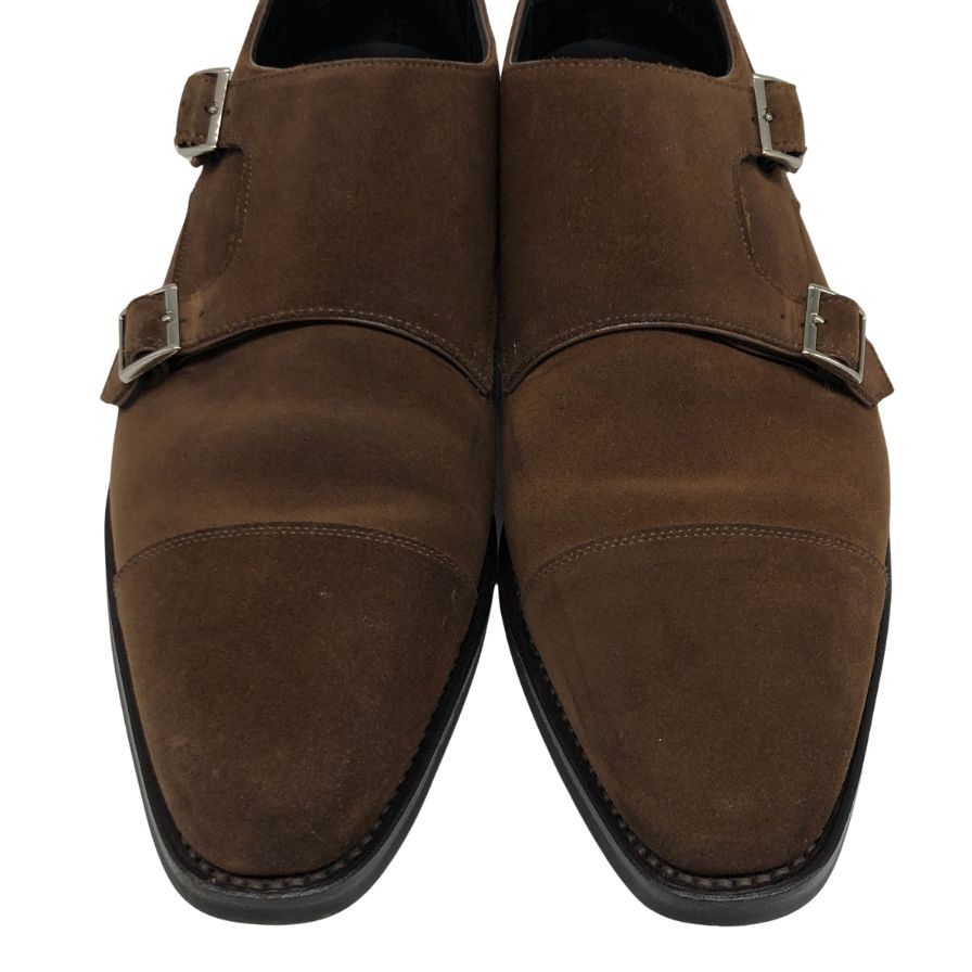 シェットランドフォックス レザーシューズ ダブルモンク スエード 111F SF ブラウン メンズ サイズ8.5 SHETLAND FOX 約27.0cm【AFD15-2】