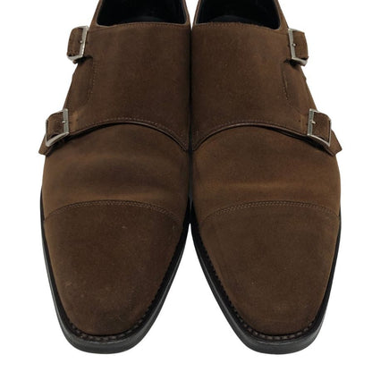 シェットランドフォックス レザーシューズ ダブルモンク スエード 111F SF ブラウン メンズ サイズ8.5 SHETLAND FOX 約27.0cm【AFD15-2】