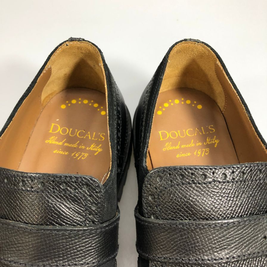 デュカルス レザーシューズ シングルモンク 1333 キルト付き スエード×グレインレザー メンズ ブラック サイズ41 DOUCALS 約26.0cm【AFC6】